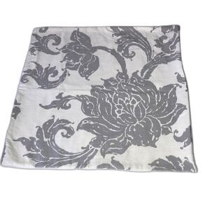 POTTERY BARN Pomegranate Floral Pillow Cream and gray Cover 22 x 22 inches